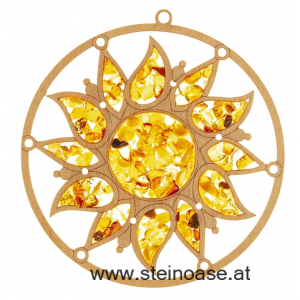 Fensterbild Suncatcher Fensterbild Bernstein - SONNE II Ø 20cm